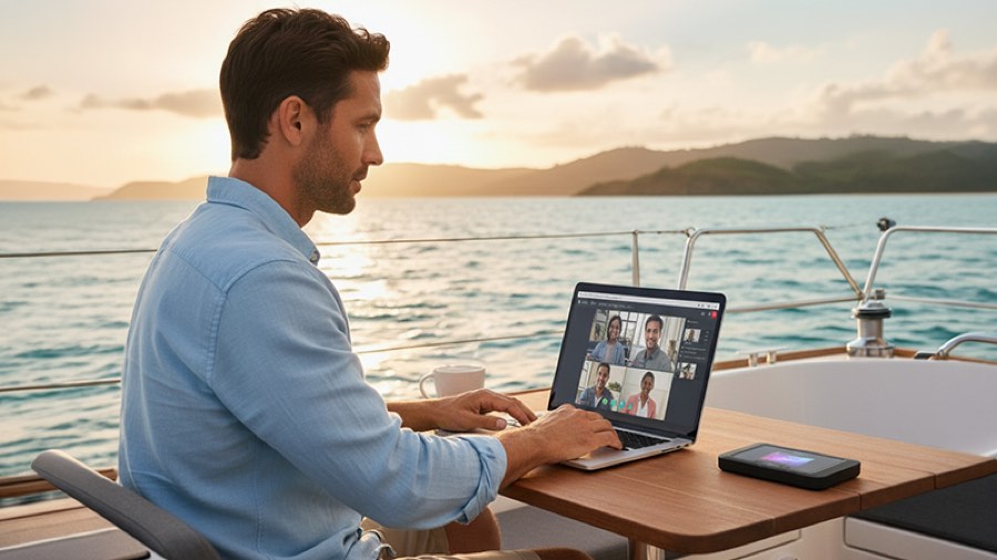 Business user connected with a JEXtream mobile hotspot