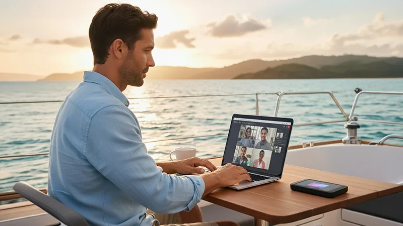 Business user connected with a JEXtream mobile hotspot