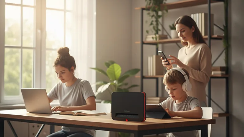 Family using JEXtream home internet with FX20 router