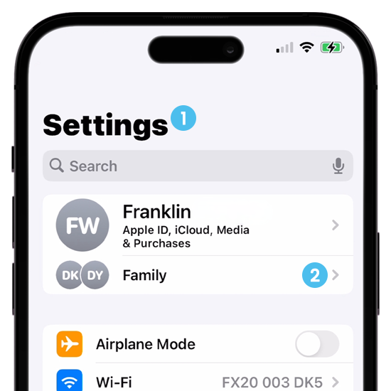 1.1-Step-1-Step -2Go-to-settings-page-and-tap-family